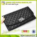 Most popular blank black quilted pu handbag with metal skull fashion lady handbag 2013